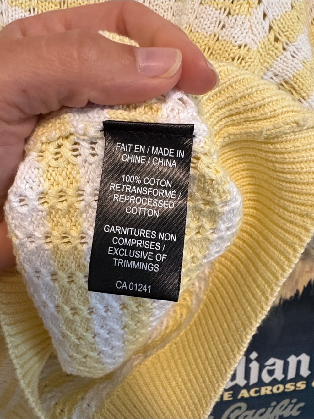 ICON Yellow & White Striped Crewneck Short Puff-Sleeve Sweater - Picture 4 of 5